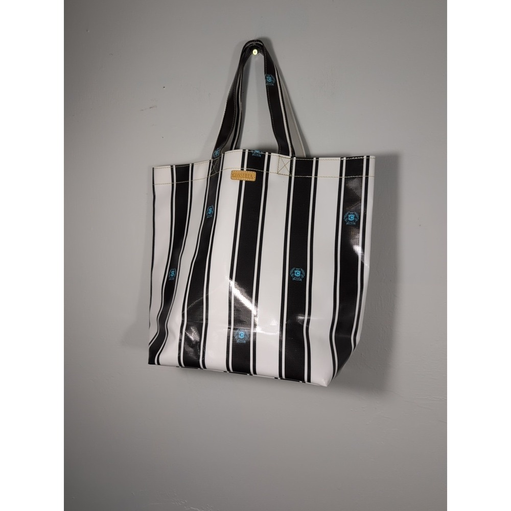 Consuela Tote Bag Black And White Striped Shopper Handbag tote